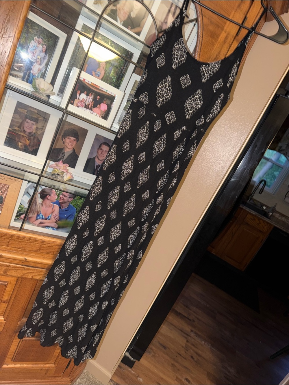 Medium Pink Republic Black Maxi Dress with White Paisley Print. MUST BE BUNDLED